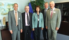 Fra venstre mot høyre:  Ian Gatt, Sean O’Donoghue, Kommisjonær Damanaki, Audun Maråk, Christian Olesen